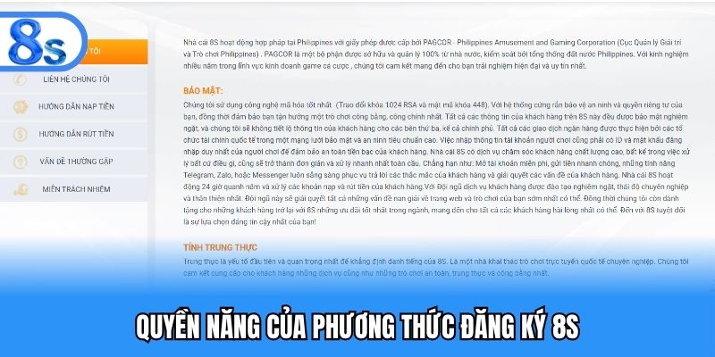 Quyền năng của phương thức đăng ký 8S