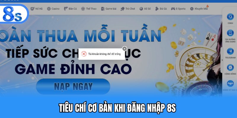 Tiêu chí cơ bản khi đăng nhập 8S